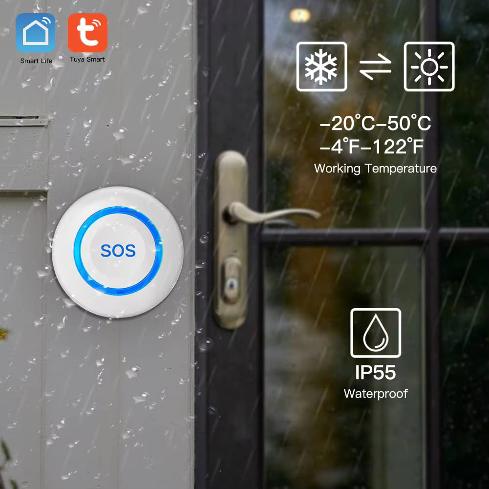 Tuya Smart WiFi SOS Emergency Button – Elderly Care, Personal Safety & Home Security Alarm
