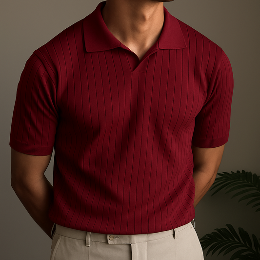 Maroon Old Money Polo T-Shirt