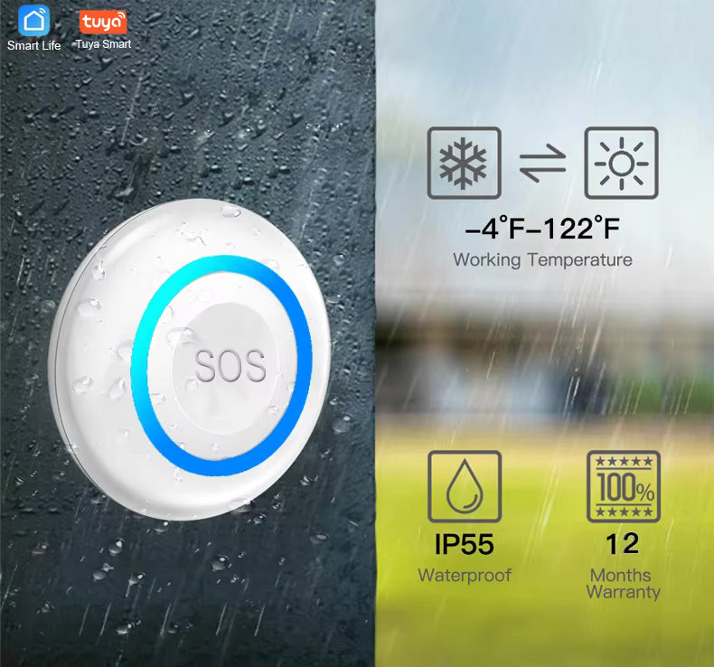 Tuya Smart WiFi SOS Emergency Button – Elderly Care, Personal Safety & Home Security Alarm